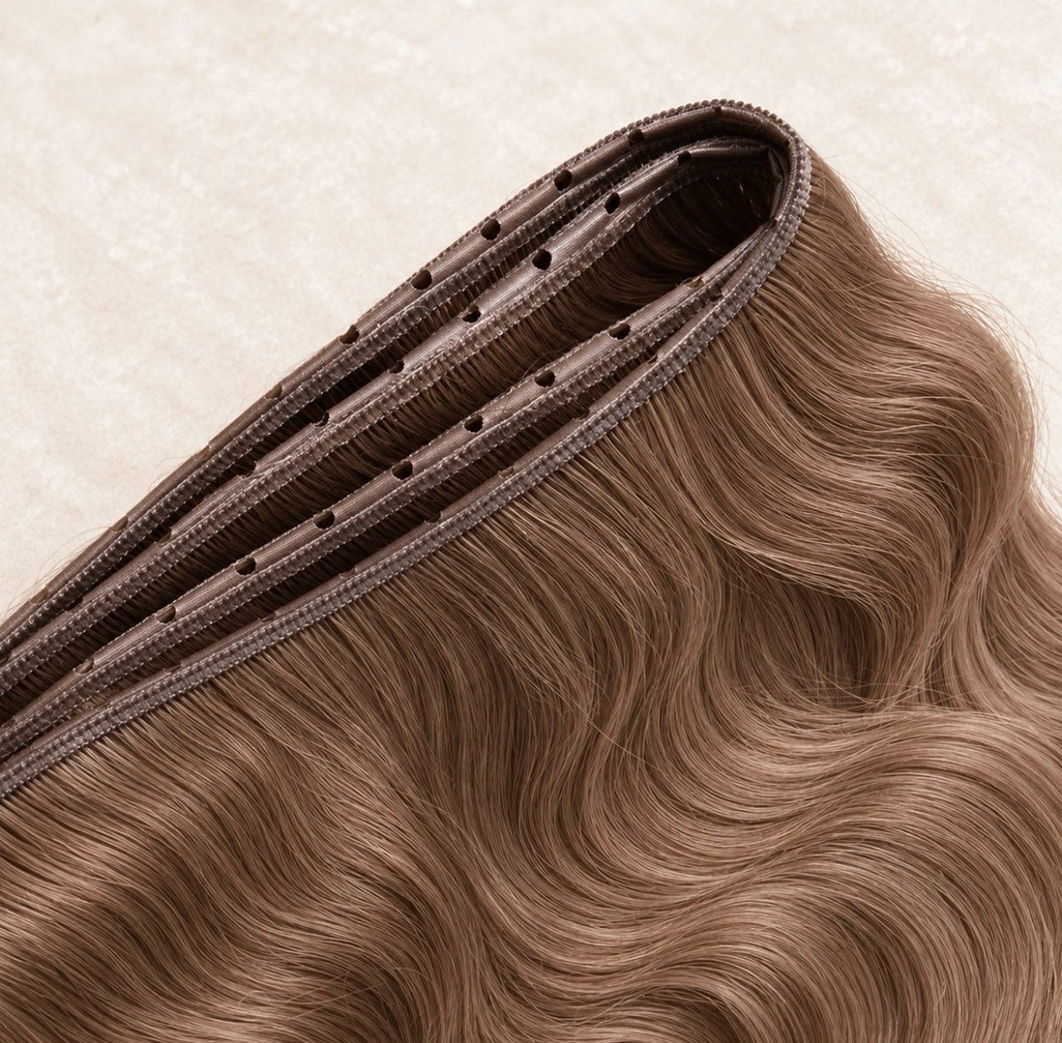 Butterfly weft hair extensions, folded weft detail