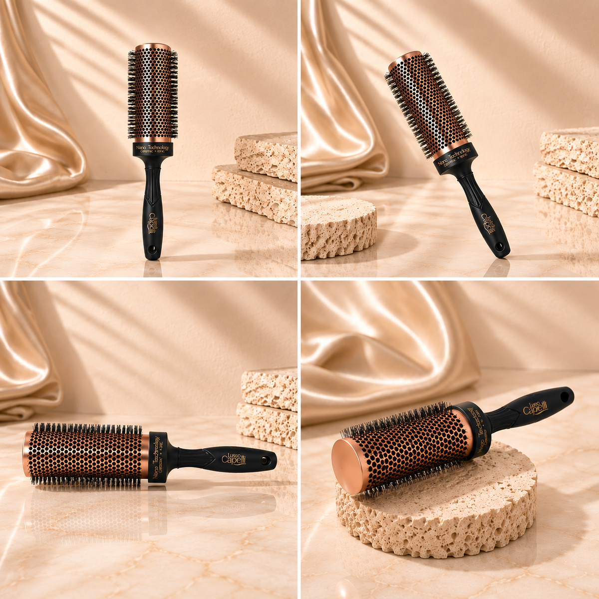 Premium Lusso Capelli Rose Gold Ceramic + Ionic Round Hairbrush
