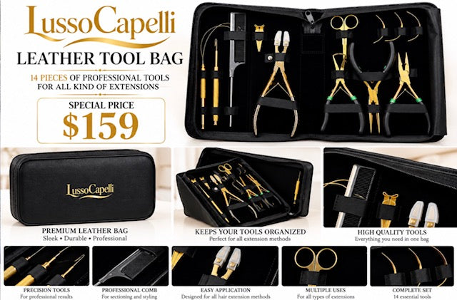 Hair Extension Installation Tool Kit Stainless Steel Black Gold Tools
