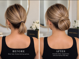 Perfect Hair Bun before and after on an adult model
